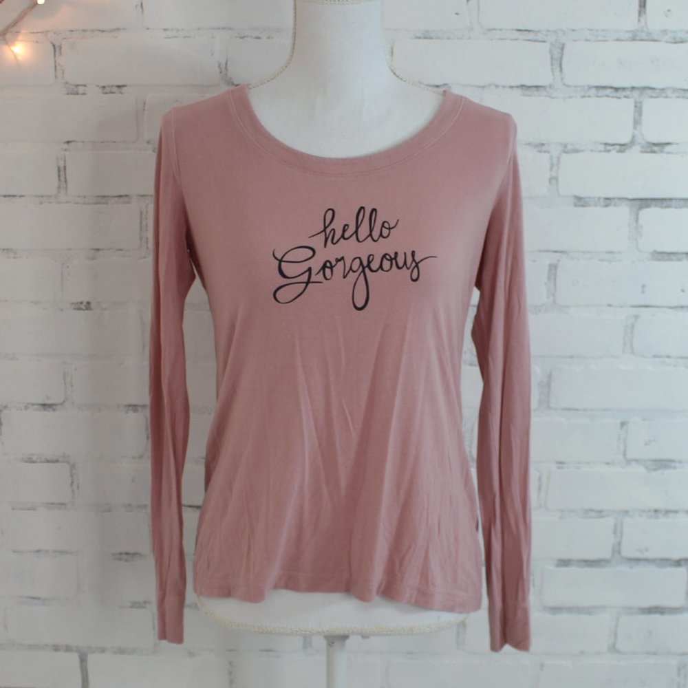 Hello Gorgeous Long Sleeve Pink Tshirt